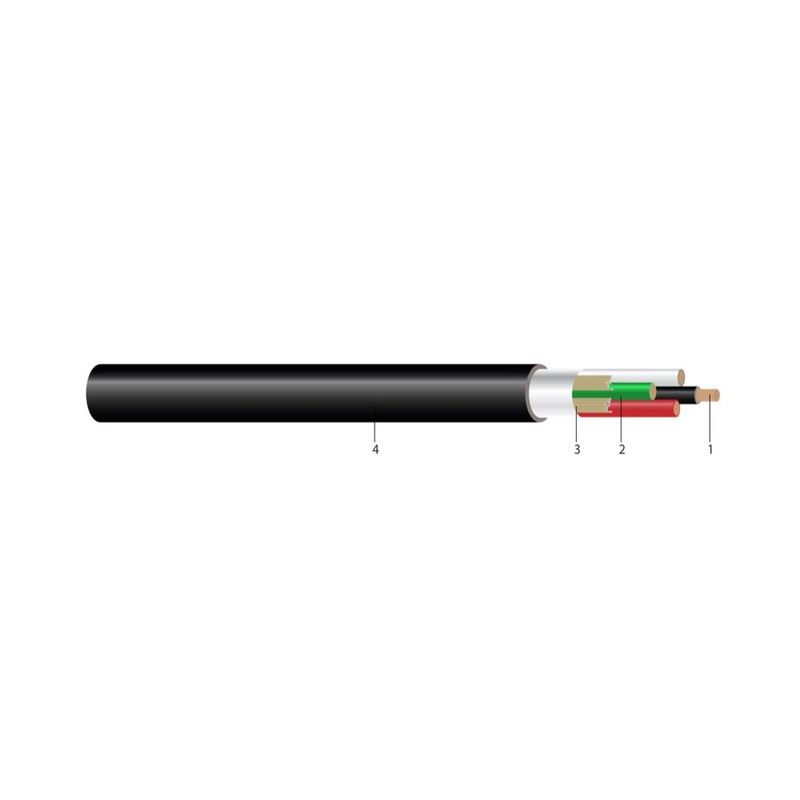 Cable 2 cableado Cobre 3/C Negro/Blanco/Verde SOOW Negro 90C 600V PAPER NON-UL/NON-CSA 250 pies
