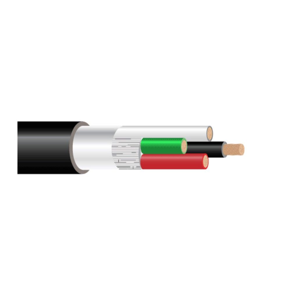 Cable de potencia SEOOW SEOPRENE® de 600V no certificado UL/CSA con cubierta negra 105°C 4 AWG 96 hilos — Negro, 500 pies