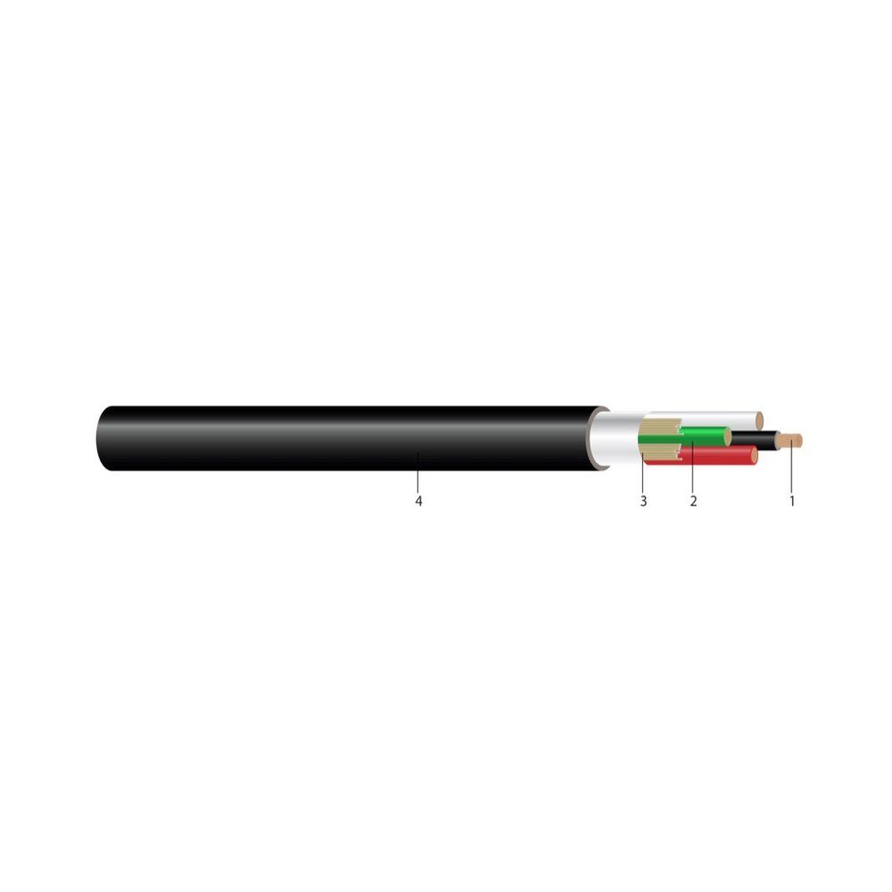 Cable 8 cableado Cobre 3/C Negro/Blanco/Verde SOOW Negro 90C 600V PAPER NON-UL/NON-CSA 100 pies