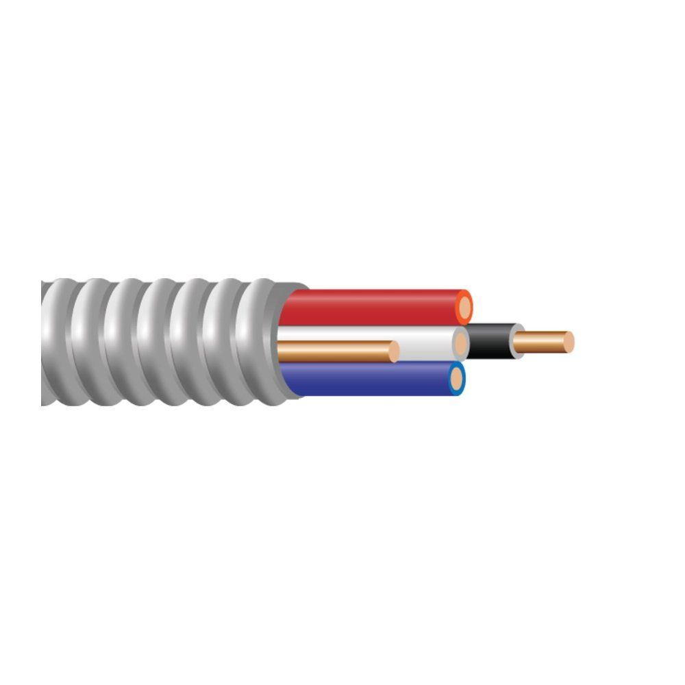 Cable Armadura de aluminio CSA AC90 600V 10 AWG 3 hilos — Negro, 492 pies