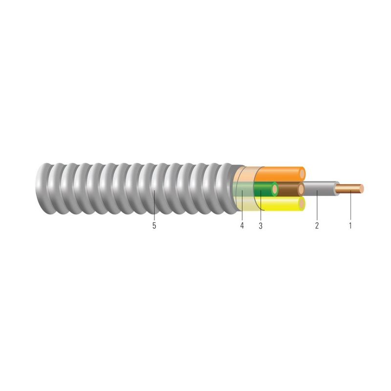 Armorlite® Tipo MC THHN/THWN conductor de cobre calibre de circuito colores 277/480V 12 AWG 2 hilos — Verde, 250 pies