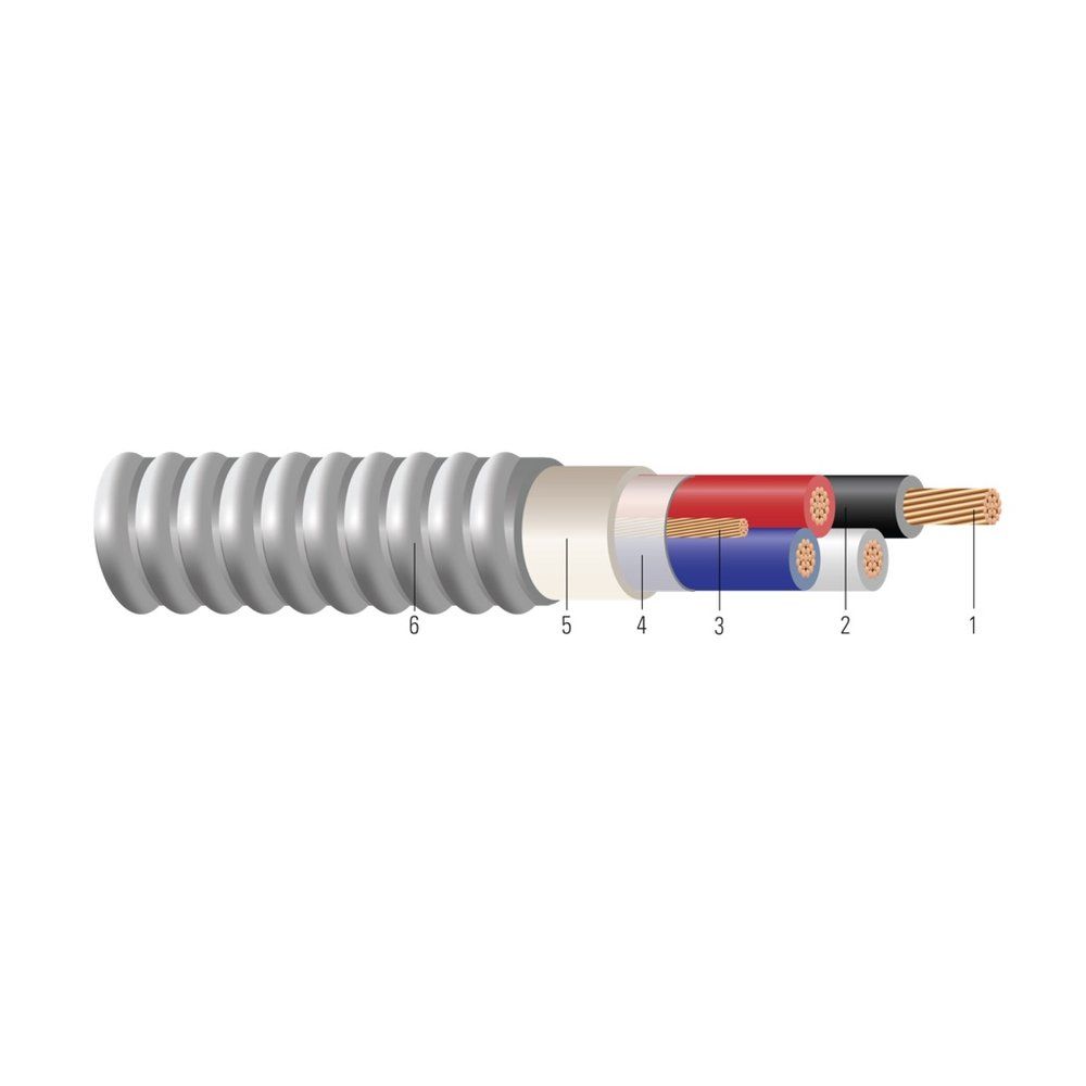 Cable Riser MC™ de cobre tipo MC, alimentador de Cu con conductores THHN/THWN-2 2/0 AWG 4 hilos — Verde