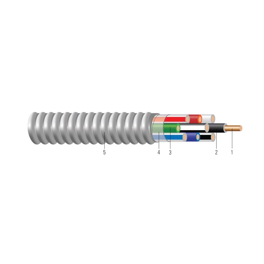 Armorlite® Tipo MC THHN/THWN conductor de cobre calibre de circuito multicircuitos 12 AWG 6 hilos — 1000 pies
