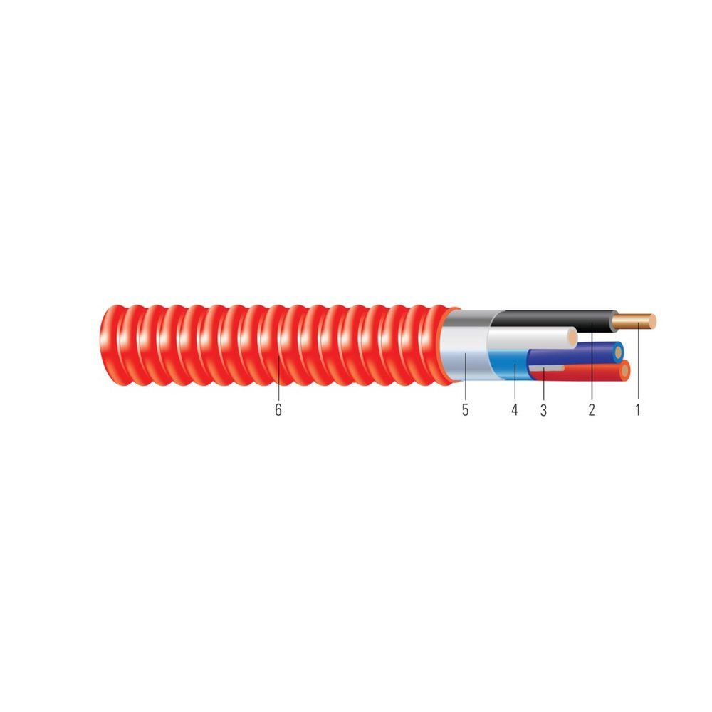 Cable Red Alert® tipo MC-FPL para alarma contra incendios, compuesto 14 AWG 2 hilos — Rojo, 1000 pies