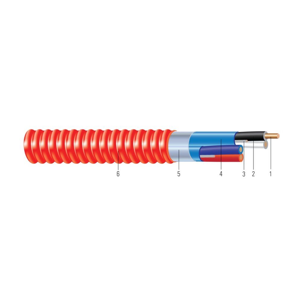 Cable Red Alert® tipo MC-FPL para alarma contra incendios, dos pares 16 AWG 4 hilos — Negro, 250 pies