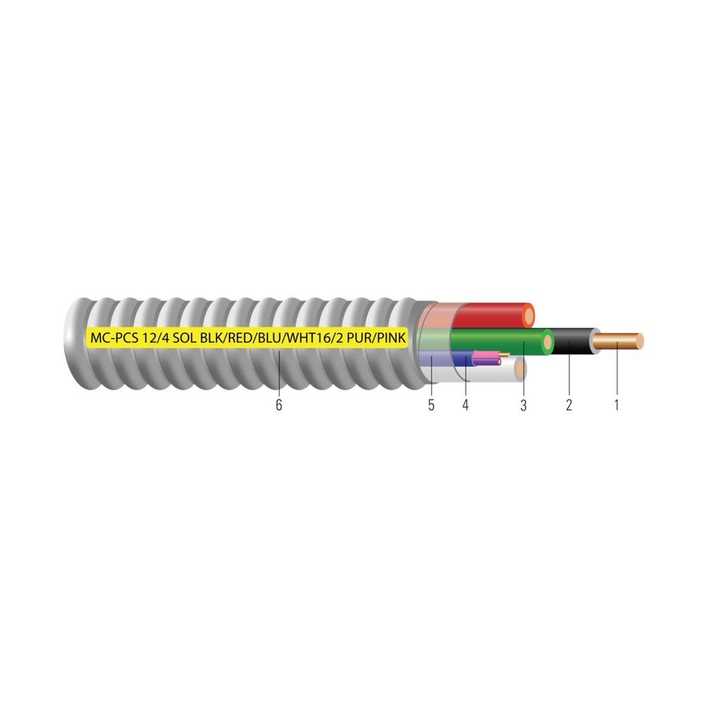 Cable de potencia y control/señal MC-PCS Duo™ colores 120/208V 12 AWG 2 hilos — Azul, 1000 pies