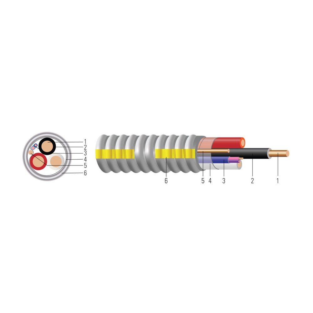 Cable 12/3Sol Cobre THWN BkRdWe 16/2 LBe 14Cg ACIC-PCS 600V 492 pies