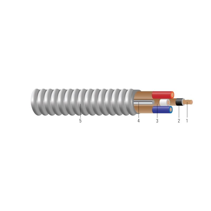 Armorlite® Tipo AC THHN/THWN conductor de cobre calibre intermedio colores 120/208V 4 AWG 3 hilos — Negro