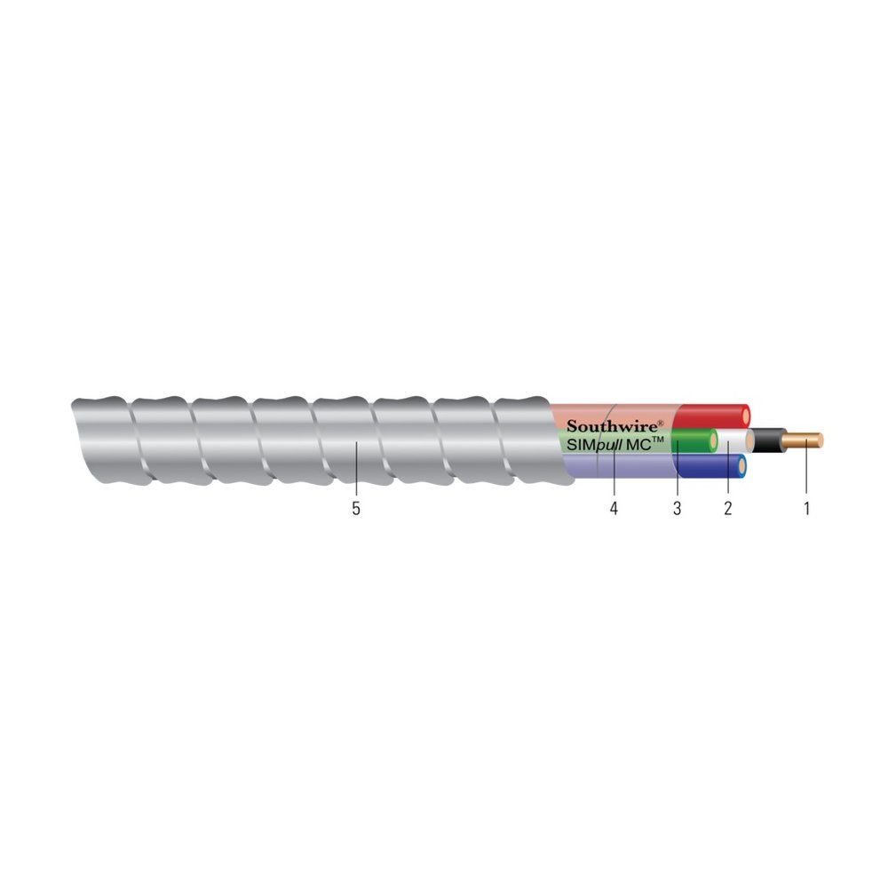 SIMpull MC™ THHN/THWN conductor de cobre calibre de circuito colores 120/208V 12 AWG 2 hilos — Blanco, 1000 pies