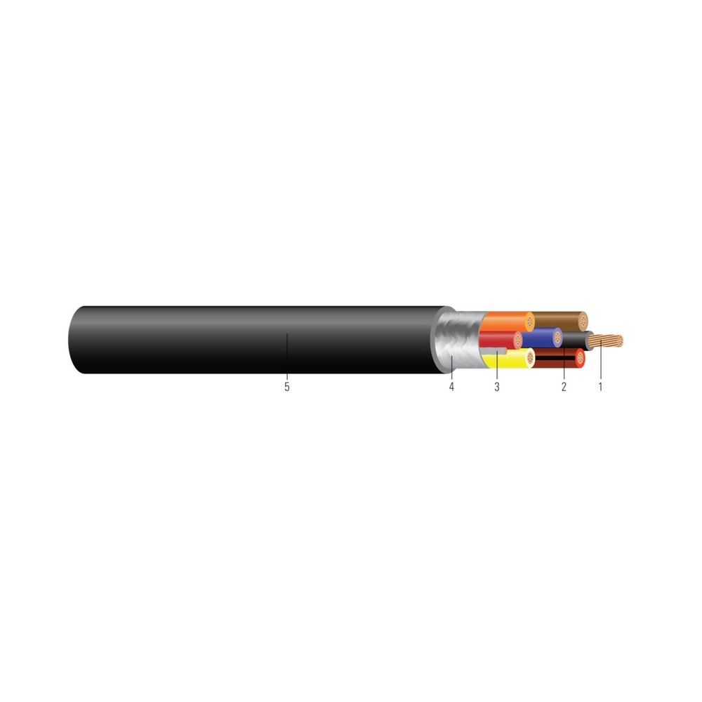 Cable CU 600V Aislamiento PVC-Nylon Chaqueta PVC TFN Blindado. Clasificado para charola (CT) - Resistente a la luz solar - Para enterrado directo - Libre de 18 AWG 7 hilos — Negro