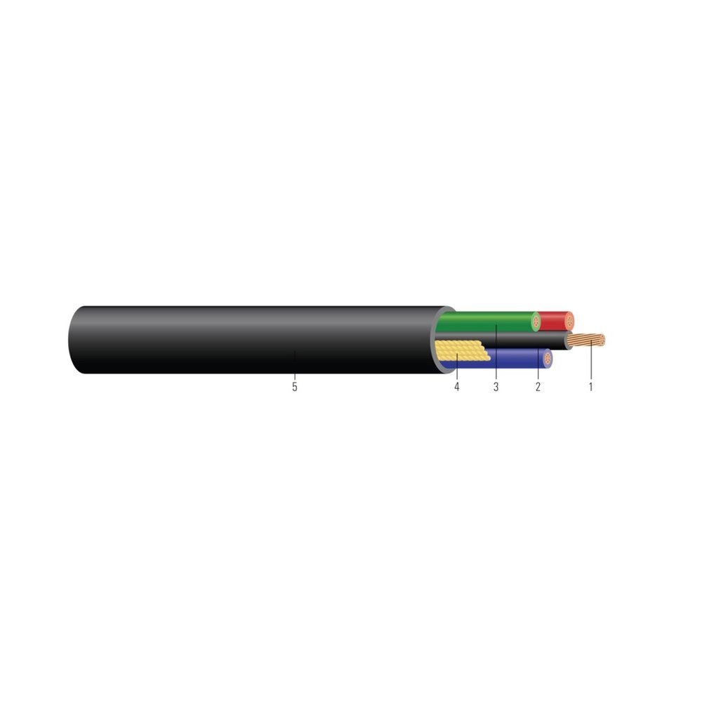 Cable CU 600V Aislamiento XLPE Chaqueta Termoplástica CPE-TP XHHW-2 Código de Colores Tabla 2. Clasificado para charola (CT) - Resistente a la luz solar - Para 10 AWG 7 hilos — Negro