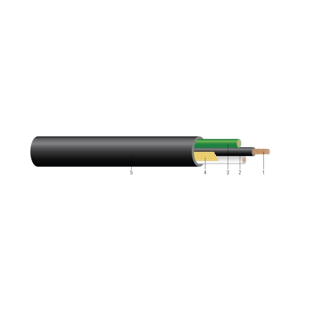 Cable CU 600/1000V Aislamiento XLPE Chaqueta PVC XHHW-2 con Tierra Verde. Clasificado para charola (CT) - Resistente a la luz solar - Para enterrado directo 6 AWG 7 hilos — Negro