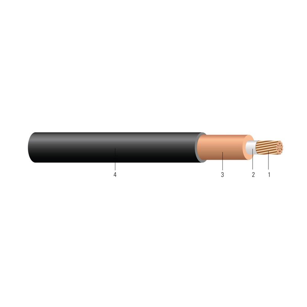 Cable CU 600V Aislamiento EPR Chaqueta Termoestable LSZH-TS RHH/RHW-2. Clasificado para charola (CT) - Resistente a la luz solar - Para enterrado 2 AWG 7 hilos — Negro, 2000 pies