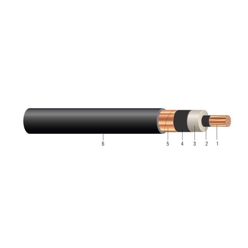 Cable CU Compacto 5/8kV Aislamiento NLEPR aisl. 133/100% Cubierta SIM-PVC. MV 105 - Clasificado para Charola - Resistente a la Luz Solar - Para Enterramiento 750 KCMIL 61 hilos — Negro