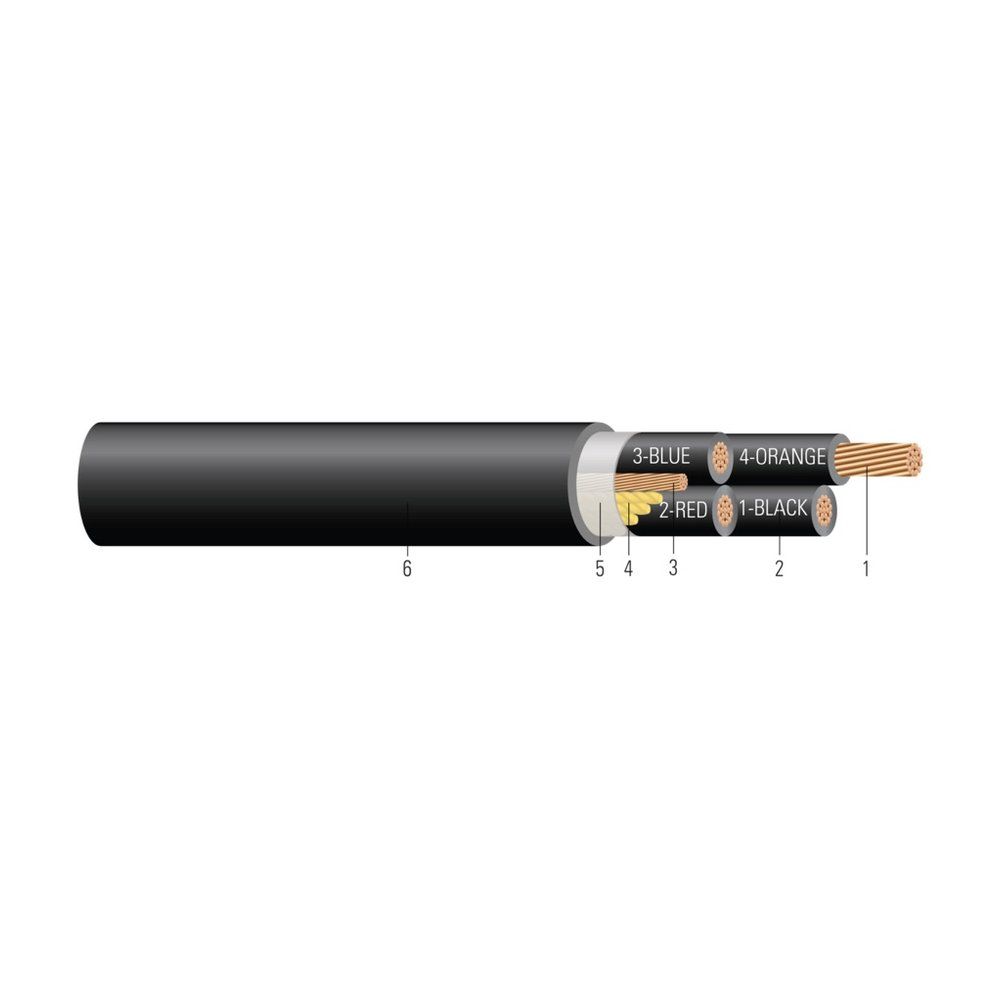 Cable CU 600V Aislamiento PVC-Nylon Chaqueta PVC THHN/THWN-2. Clasificado para charola (CT) - Resistente a la luz solar - Para enterrado directo - Libre de 2 AWG 7 hilos — Negro