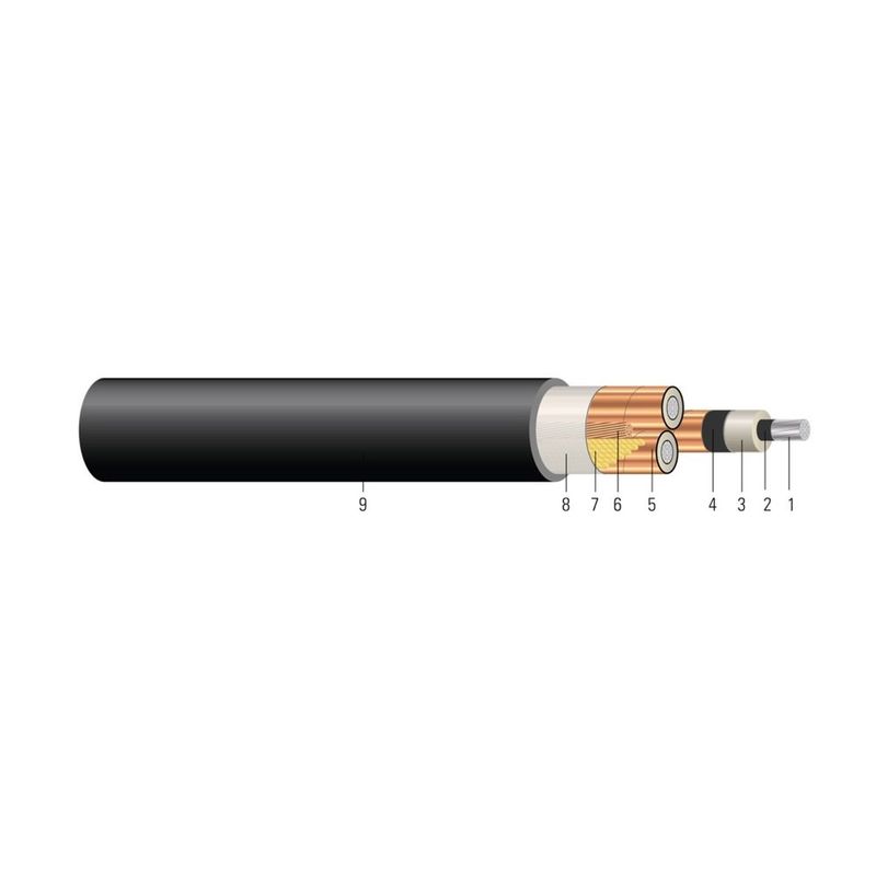 Cable AL Compacto 5/8kV Aislamiento NLEPR aisl. 133/100% Cubierta de PVC. MV 105 - Clasificado para Charola UL - Resistente a la Luz Solar - Para 350 KCMIL 35 hilos — Negro