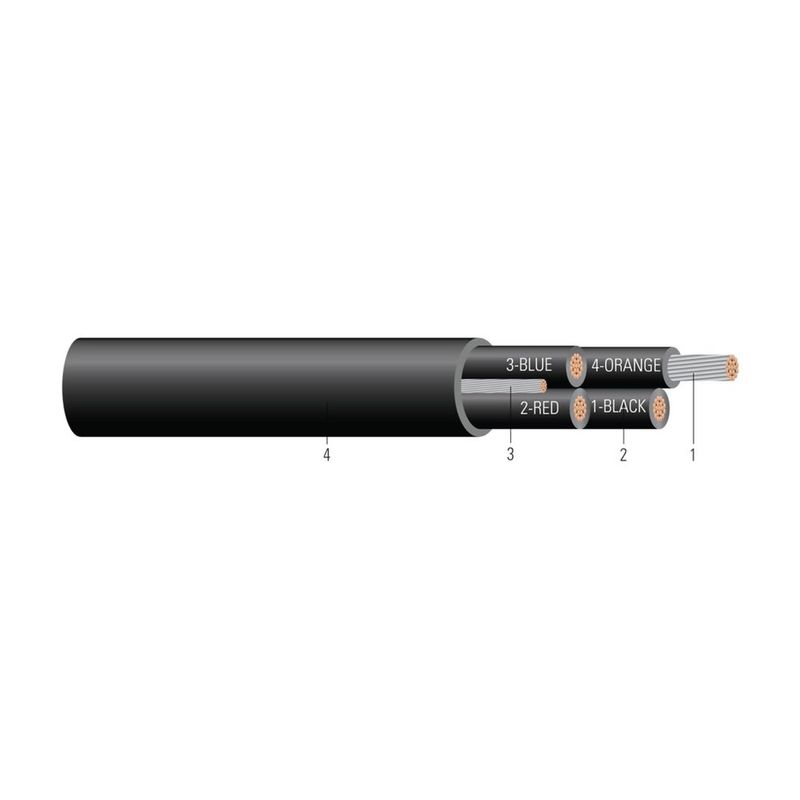 Cable TCU 600/1000V Aislamiento EPR XHHW-2 Chaqueta Termoplástica CPE-TP. Clasificado para charola (CT) - Resistente a la luz solar - Para enterrado directo 250 KCMIL 37 hilos — Negro