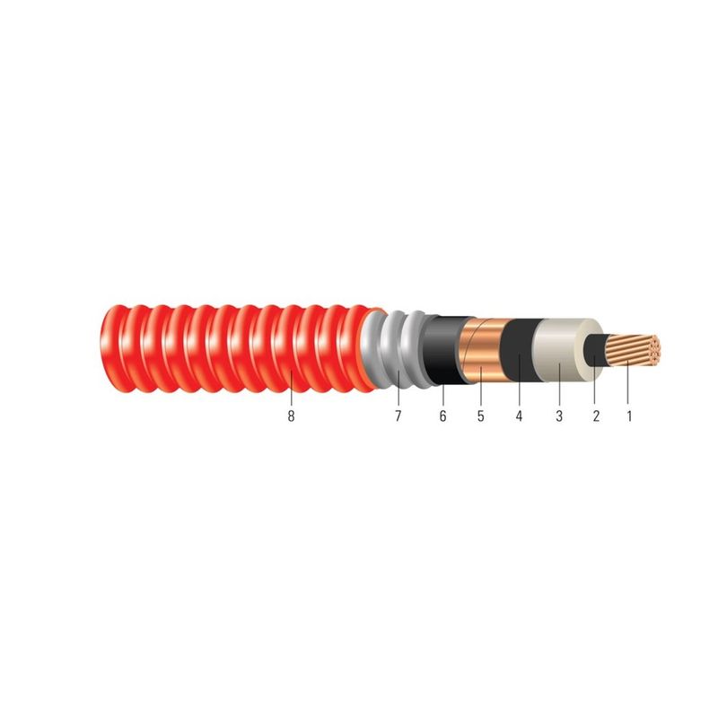 Cable HVTECK CU 1/C 220NLEPR TS PVC AIA PVC 15kV 133% CSA 1250 KCMIL 91 hilos — Rojo