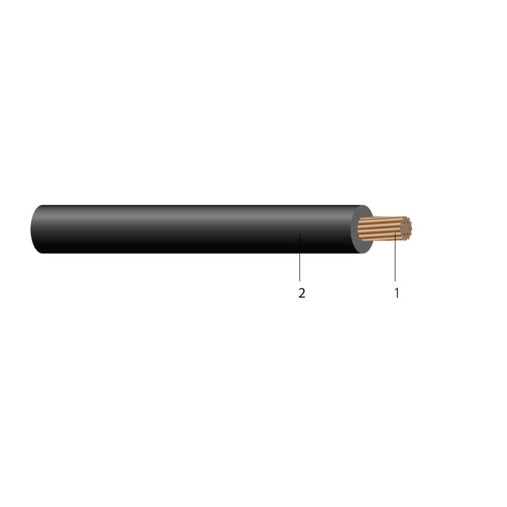 Cable Cobre de Alta Flexibilidad de 2000 Volts Tipo PV 8 AWG 49 hilos — Negro