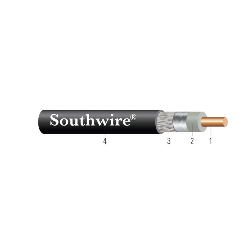 Cable RG58 CATV 20 sólido Cobre 95% SHIELD TINNED BRAID CL2 Negro 1000 pies