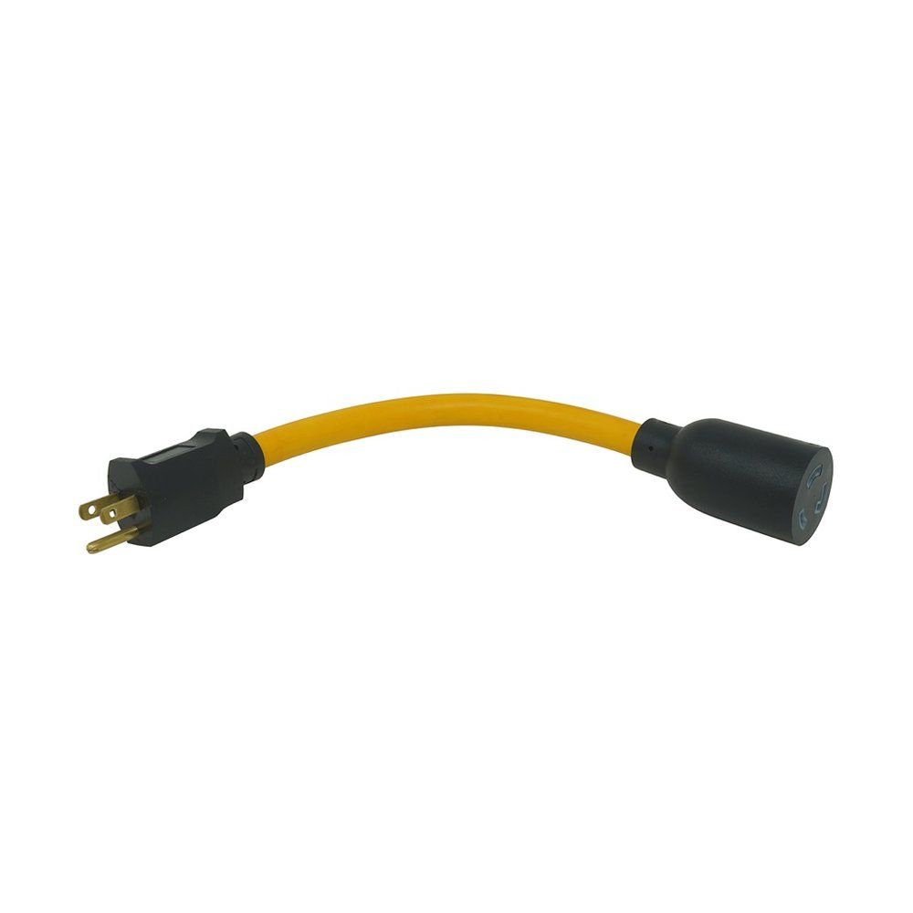 SOUTHWIRE, GENERADOR 12/3 STW 9" AMARILLO ADAPTADOR DE GIRO Y BLOQUEO (TWIST-TO-LOCK) CON CLAVIJA NEGRA NEMA 5-15 Y CONTACTO L5-20
