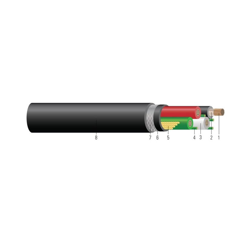 Cable para minería 4/C de cobre 2000V Tipo G RHINOFLEX™ CPE 90°C. Aprobado por MSHA 2 AWG 308 hilos — Negro