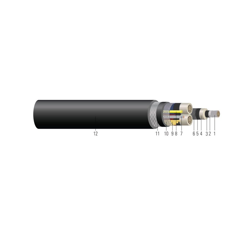 Cable para minería 3/C CU 15KV Tipo SHD-GC RHINOSHIELD™ CPE 90°C. CSA - Aprobado por MSHA 1/0 AWG 273 hilos — Negro