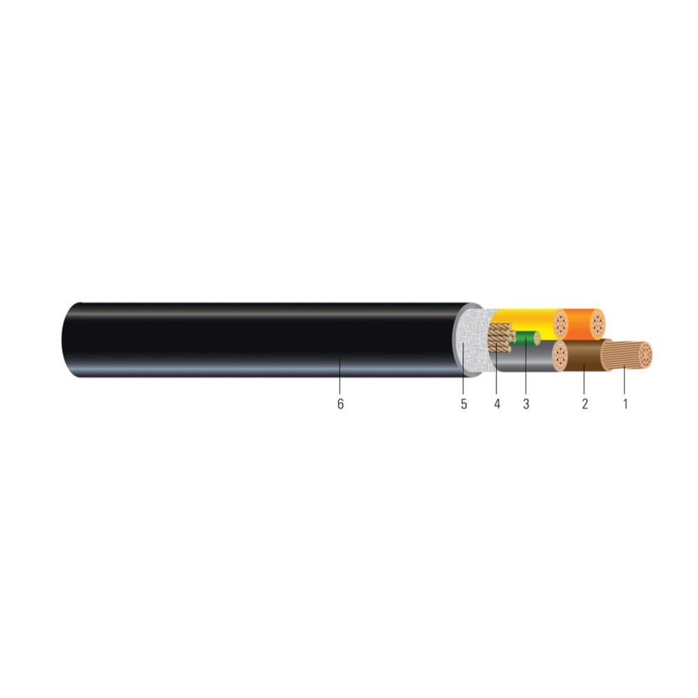 Cable FLEXTOR™ CU 600V Aislamiento PVC-Nylon Chaqueta PVC THHN/THWN-2. Clasificado para charola (CT) - Resistente a la luz solar - Para enterrado directo - Libre 2 AWG 19 hilos — Negro