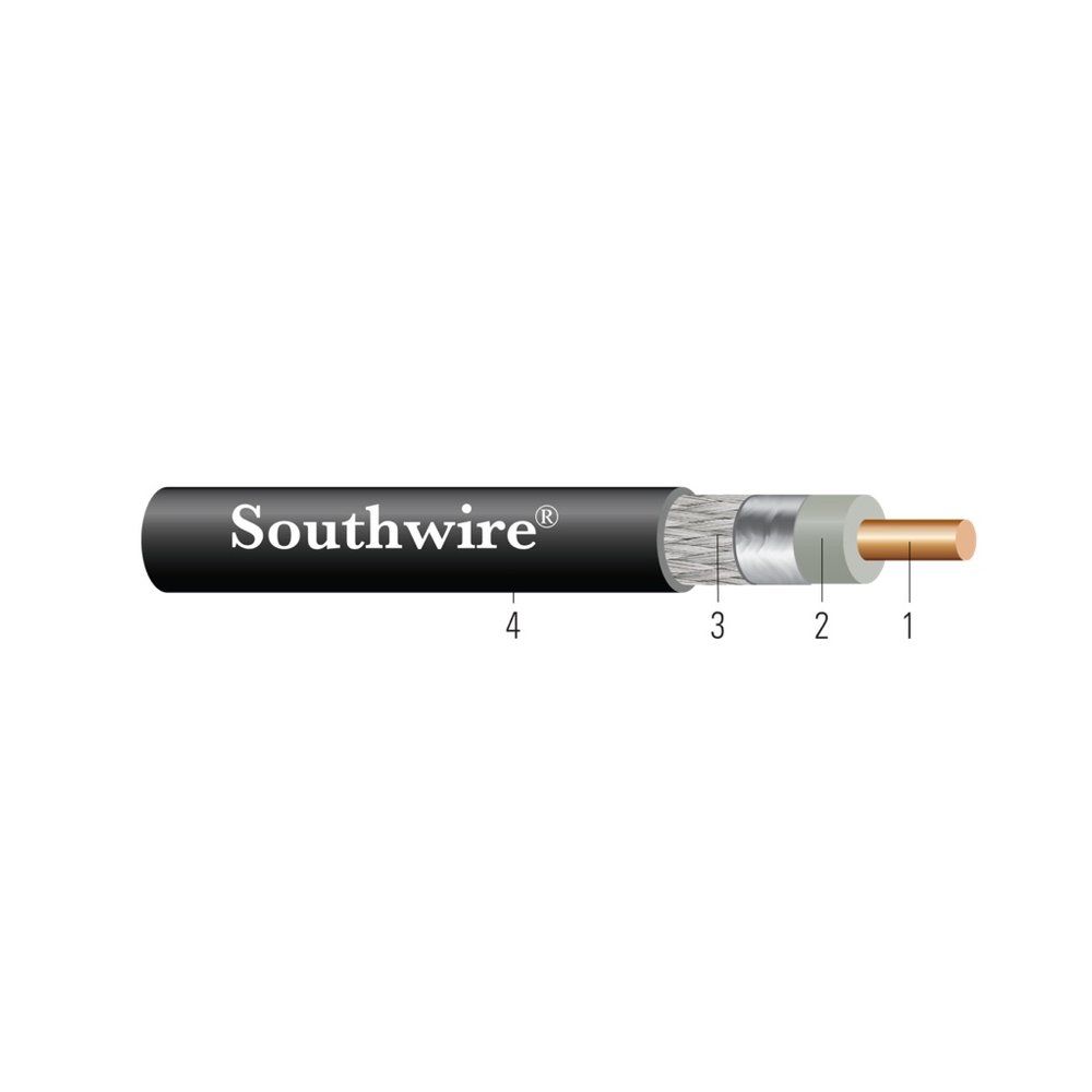 Cable RG59 CATV 22 sólido Cobre CLAD STEEL FOIL/40% SHIELD Aluminio BRAID CM/CL3 Negro 500 pies