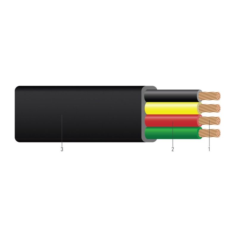 Cable plano con cubierta para servicio pesado 600 voltios, tipo THW 12 AWG 19 hilos — 1000 pies