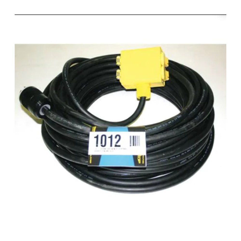 CABLE 12/4 SOW DE 50' CON CAJA DE HULE A PRUEBA DE AGUA, CLAVIJA 20A 125/250V A RECEPTÁCULO RECTO 4-20A 125V