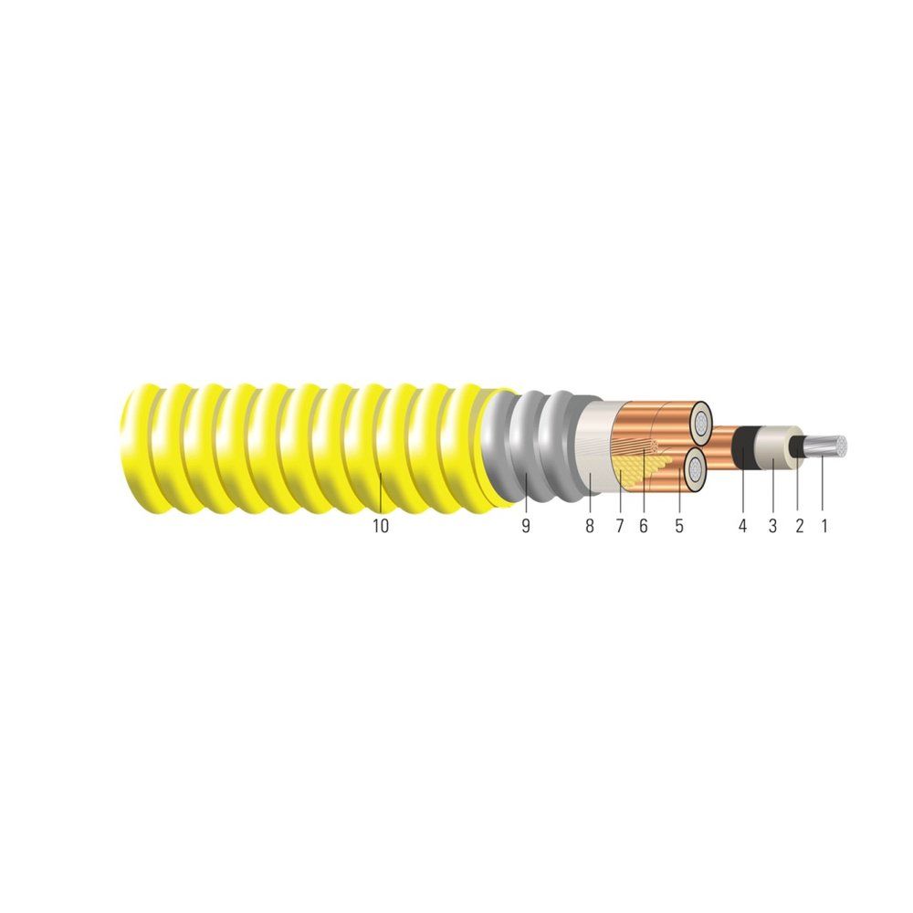 Cable AL Compacto 5/8kV Aislamiento NLEPR aisl. 133/100% Armadura AIA Cubierta de PVC. MV 105 - Clasificado para Charola - Resistente a la Luz Solar - Para 4/0 AWG 19 hilos — Amarillo