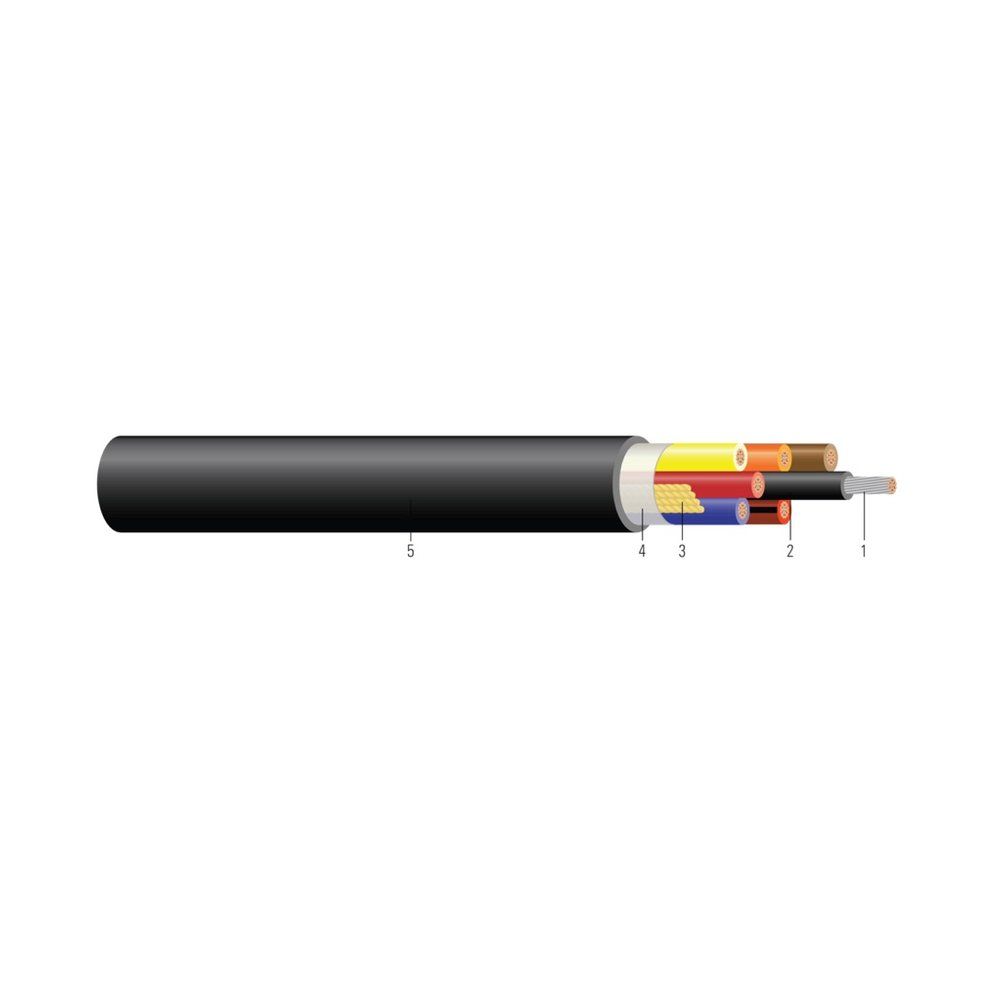 Cable TCU 600/1000V Aislamiento EPR XHHW-2 Chaqueta Termoplástica CPE-TP. Clasificado para charola (CT) - Resistente a la luz solar - Para enterrado directo 12 AWG 7 hilos — Negro