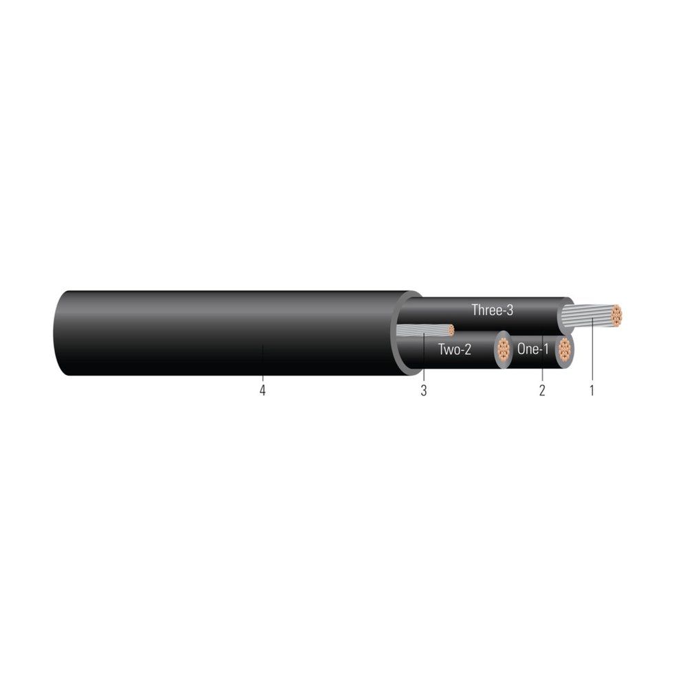 Cable TCU 600/1000V Aislamiento EPR XHHW-2 Chaqueta Termoplástica CPE-TP. Clasificado para charola (CT) - Resistente a la luz solar - Para enterrado directo 4/0 AWG 19 hilos — Negro