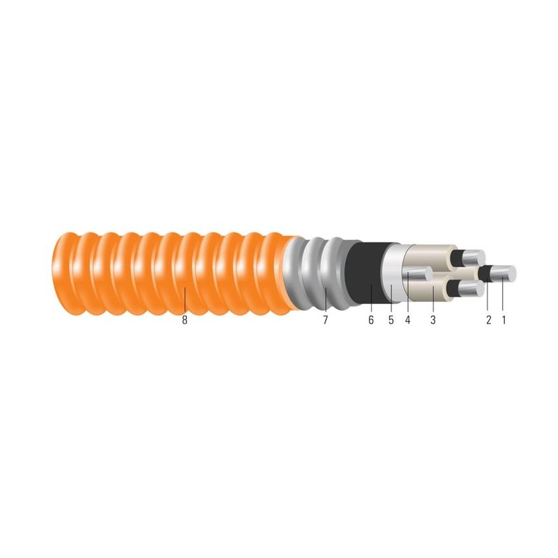 Cable de potencia CSA TECK 90 AL 3/C 5000V no blindado con TRXLPE 2 AWG 6 hilos — Naranja
