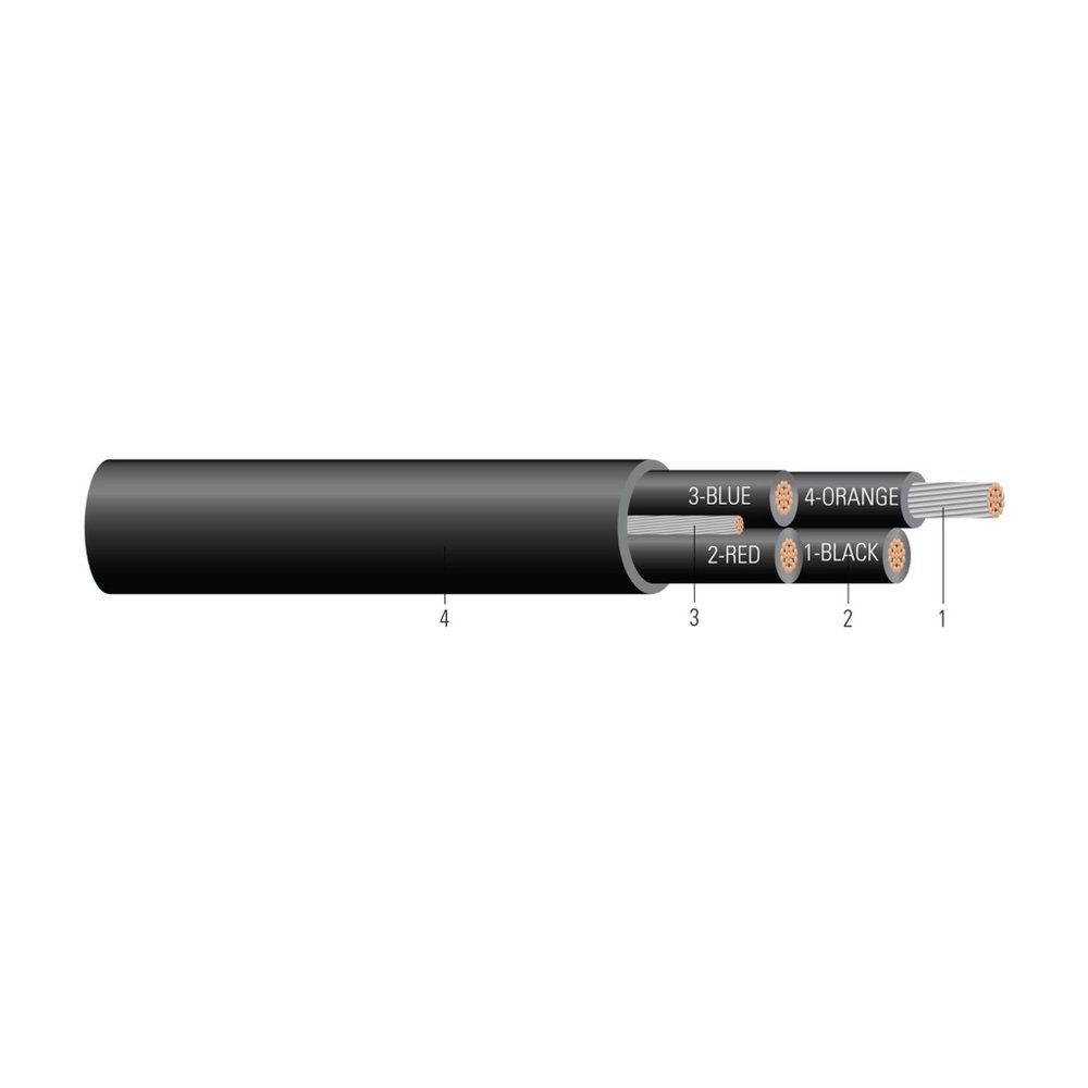 Cable TCU 600/1000V Aislamiento EPR XHHW-2 Chaqueta Termoplástica CPE-TP. Clasificado para charola (CT) - Resistente a la luz solar - Para enterrado directo 600 KCMIL 61 hilos — Negro