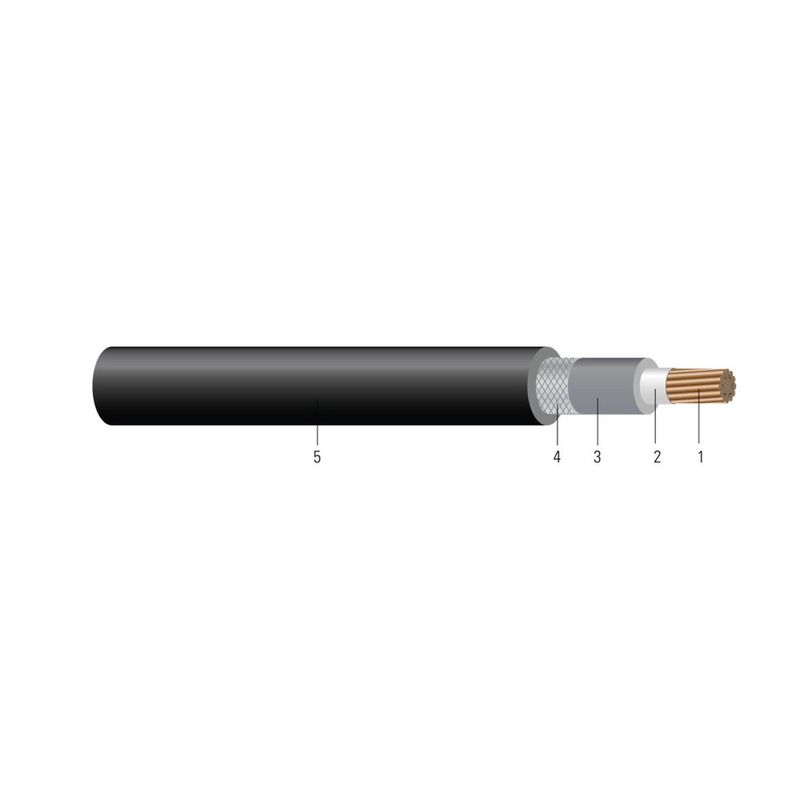 Cable de Grado Industrial 1/C CU 2000V EPDM/CPE Tipo W RHH/RHW-2 90 °C. Aprobado por MSHA 500 KCMIL 1221 hilos — Negro, 500 pies