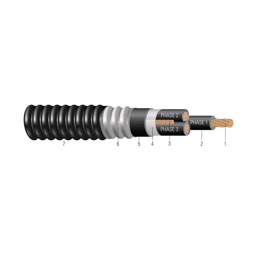 Cable CU 600/1000V Aislamiento XLPE Armadura PVC AIA Cubierta de PVC XHHW-2. Teck - Clasificado para Charola (CT) - Resistente a la Luz Solar - Para 4/0 AWG 19 hilos — Negro