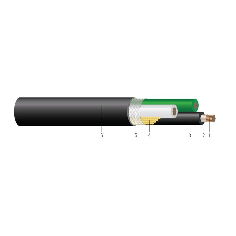Cable de Grado Industrial 3/C CU 2000V EPDM/CPE Tipo W 90 °C. Aprobado por MSHA 2/0 AWG 324 hilos — Negro