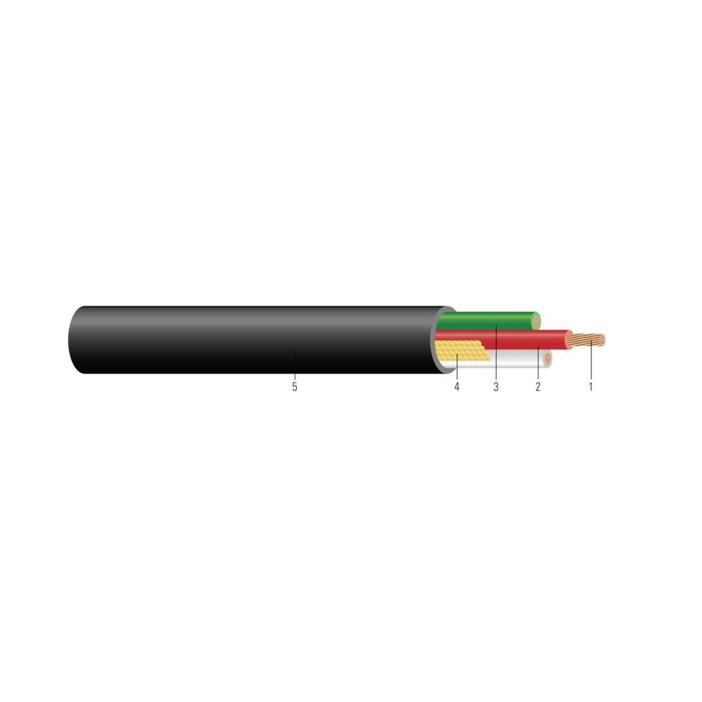 Cable CU 600V Aislamiento XLPE Chaqueta PVC XHHW-2 con Tierra Verde. Clasificado para charola (CT) - Resistente a la luz solar - Para enterrado directo - Libre 10 AWG 7 hilos — Negro