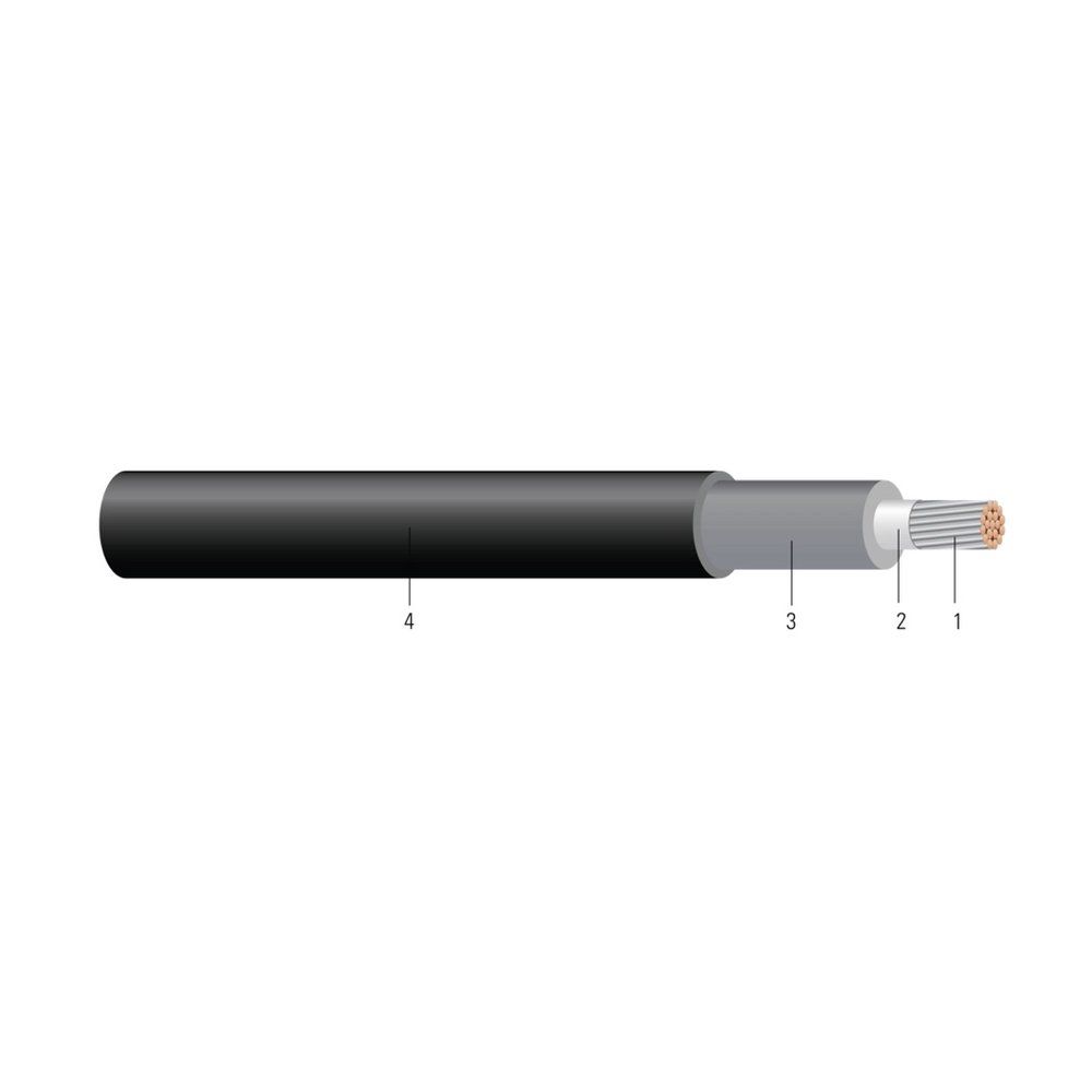 Cable ROYAL GUARD™ CU 600V Aislamiento EPR Chaqueta Termoestable CPE-TS RHH/RHW-2. Clasificado para charola (CT) - Resistente a la luz solar - Para enterrado 750 KCMIL 61 hilos — Negro