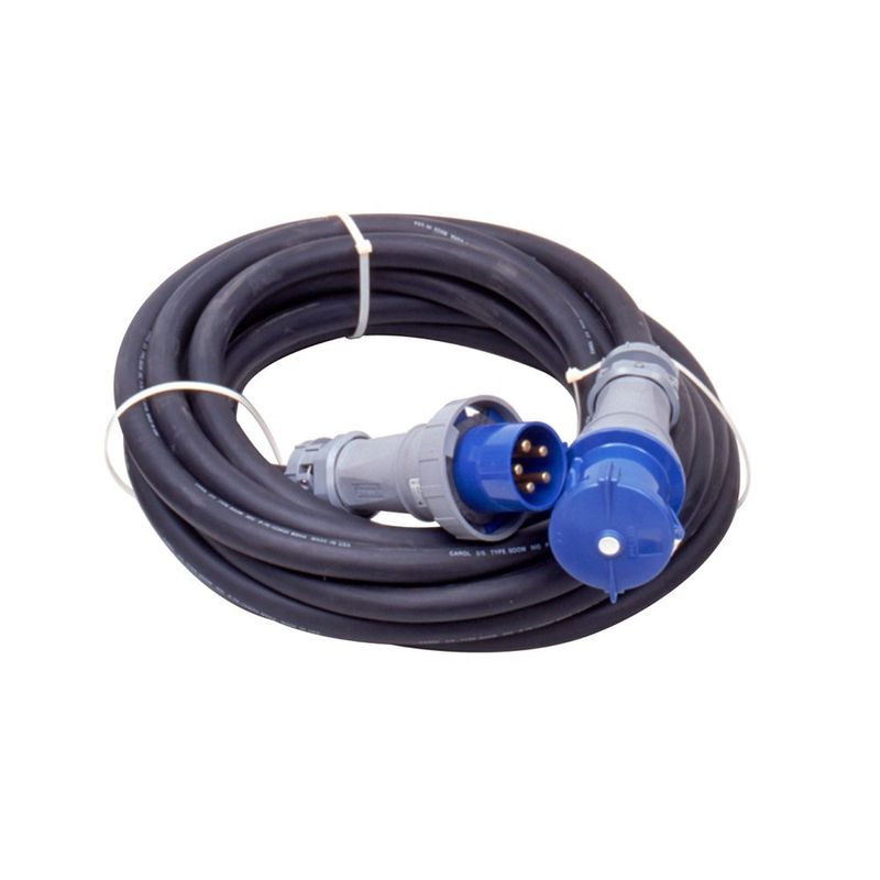 EXTENSIÓN TIPO W 6/5 DE 50 PIES IEC60309 120/208V 60A 4P5W DE CLAVIJA Y MANGUITO (PIN &amp; SLEEVE) AZUL 560X9W