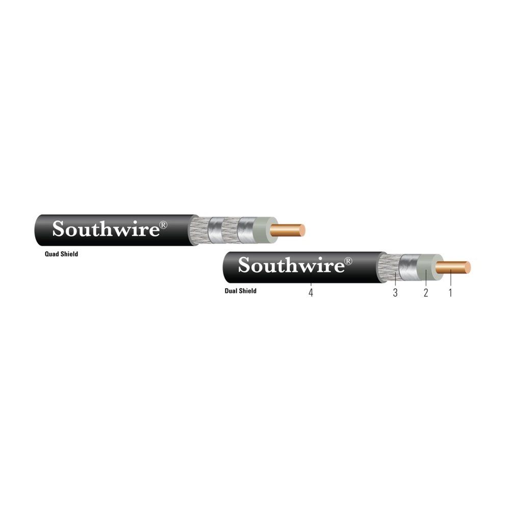 Cable RG6 CATV 18 sólido Cobre CLAD STEEL QUAD SHIELD Aluminio BRAID CM Negro 1000 pies