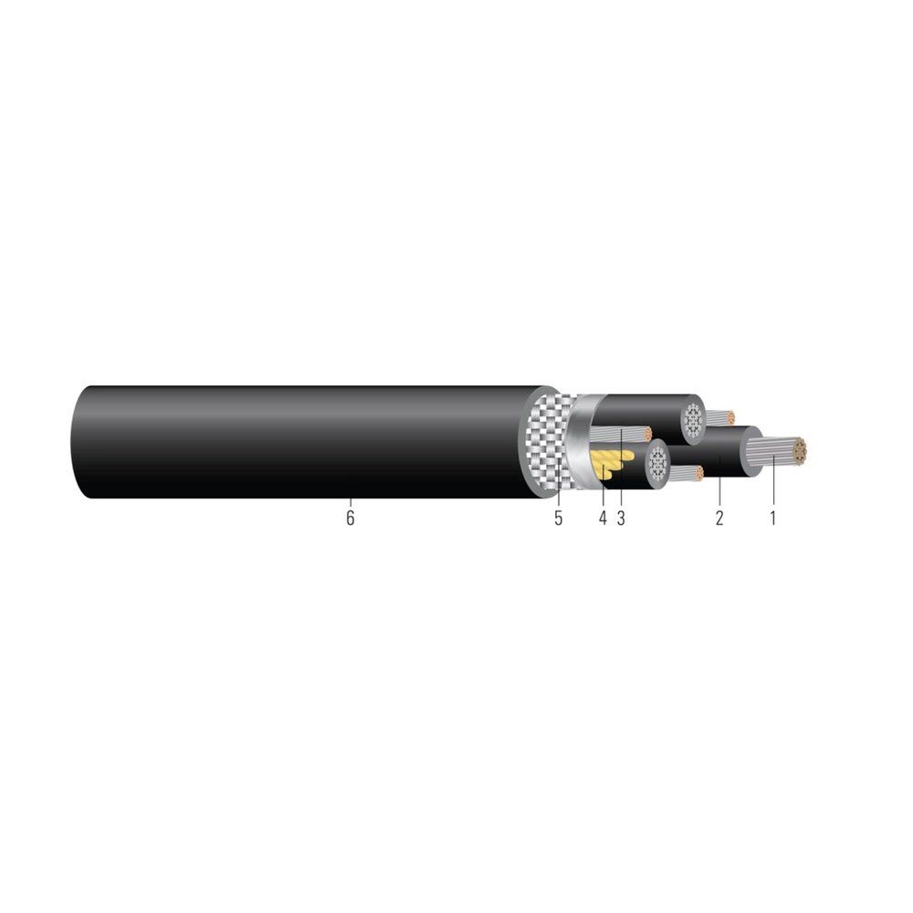 Cable Southwire® Machine Flex® TCU 1000V Aislamiento XLPE Tres Tierras Simétricas Blindado Cubierta de TPE. XHHW-2 Flexible para Variador de Frecuencia (VFD). Libre de 12 AWG 65 hilos
