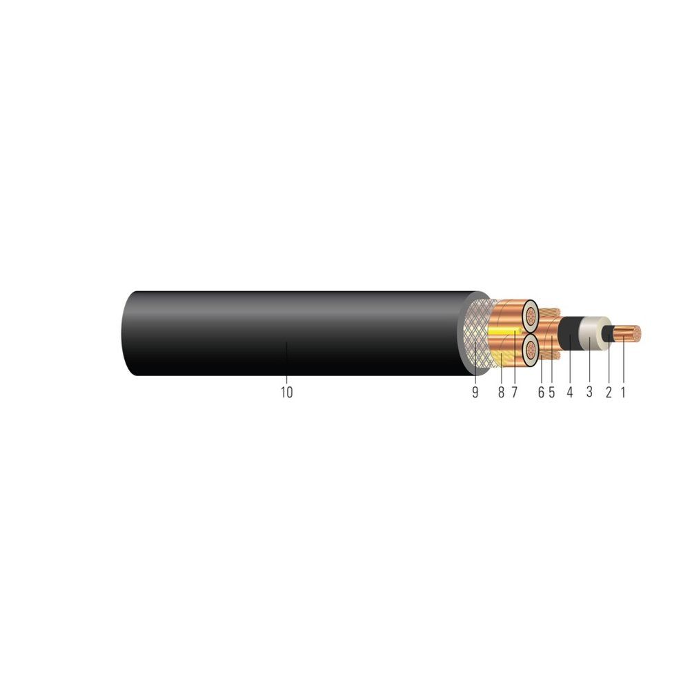 Cable 3/C CU 5KV 100% y 133% EPR/CPE RHINOPOWER™ Tipo MP-GC. Aprobado por MSHA 2/0 AWG 19 hilos — Negro