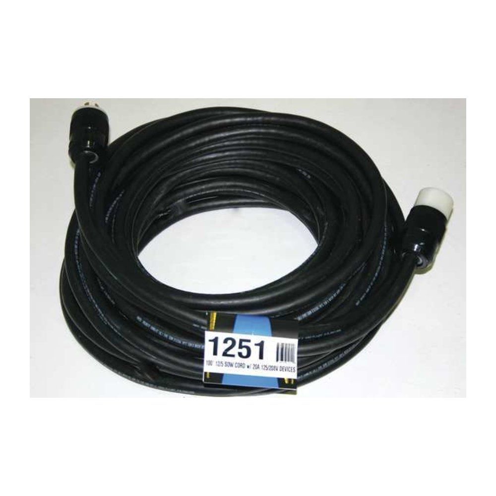 EXTENSIÓN DE 100 PIES 12/5 SOOW L21-20 DE GIRO Y BLOQUEO (TWIST-LOCK) 120/208V 20A 4P5W