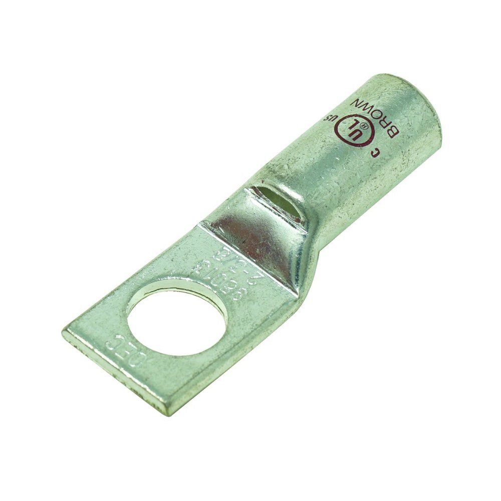 ZAPATA DE COMPRESIÓN, BARRIL CORTO, 1 PERFORACIÓN, COBRE, #2 AWG, ESPÁRRAGO DE 3/8", 1 PZA