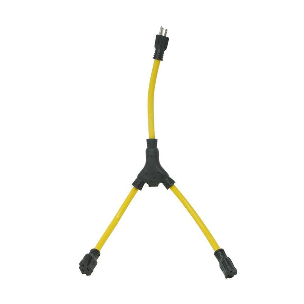 SOUTHWIRE, GENERADOR 12/3 STW ADAPTADOR EN "Y" AMARILLO DE 2' CON CLAVIJAS NEGRAS