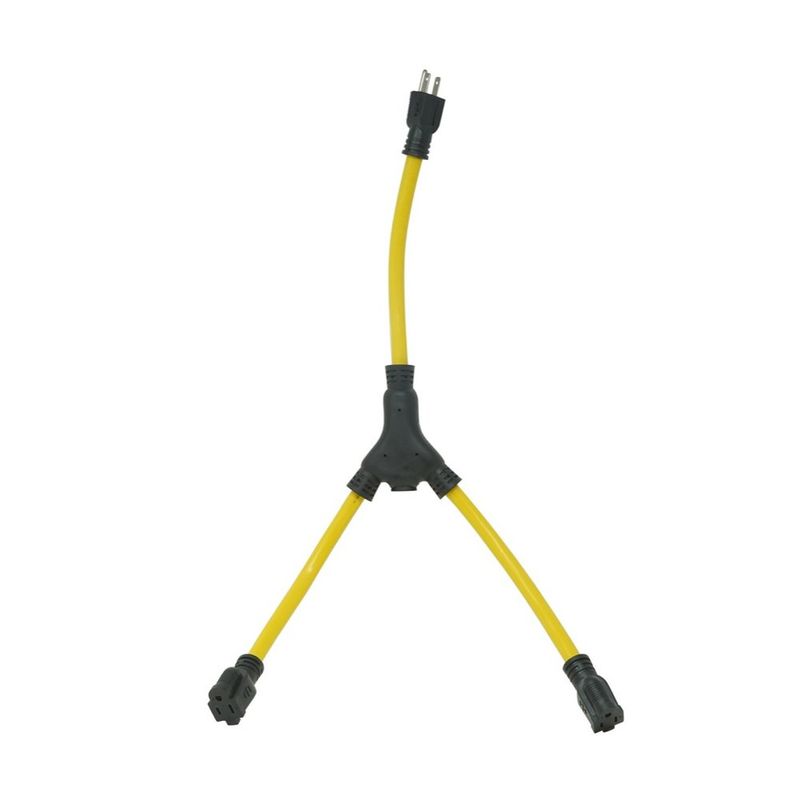 SOUTHWIRE, GENERADOR 12/3 STW ADAPTADOR EN "Y" AMARILLO DE 2' CON CLAVIJAS NEGRAS