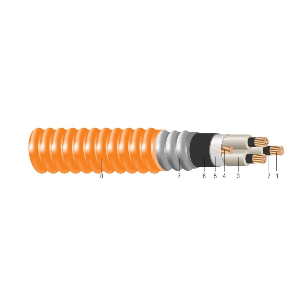 Cable de potencia CSA TECK 90 CU 3/C 5000V no blindado con TRXLPE 750 KCMIL 61 hilos — Naranja